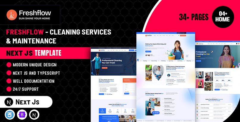 Freshflow - Cleaning Services & Maintenance Next JS Template