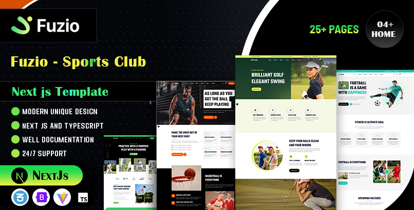 Fuzio – Sports Club Modern Next.js Template