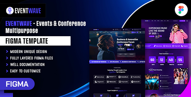 Eventwave - Events & Conference Multipurpose Figma Template