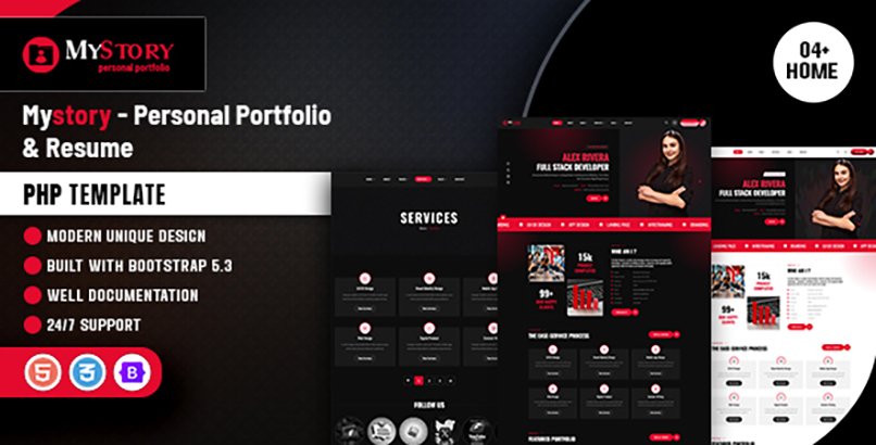Mystory - Personal Portfolio & Resume PHP Template