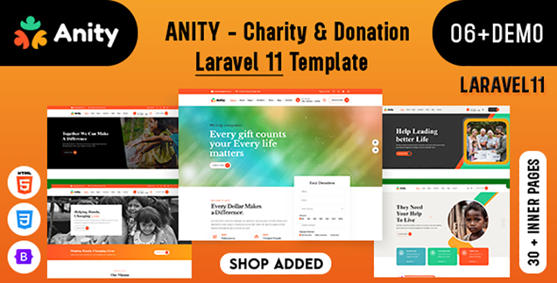 Anity - Charity & Donation Laravel 11 Template